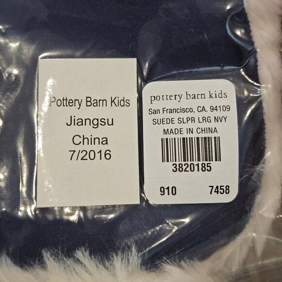 Pottery Barn Kids Suede Sherpa Slippers Size 13-2 Navy Cozy Winter NEW Holiday - Picture 7 of 7
